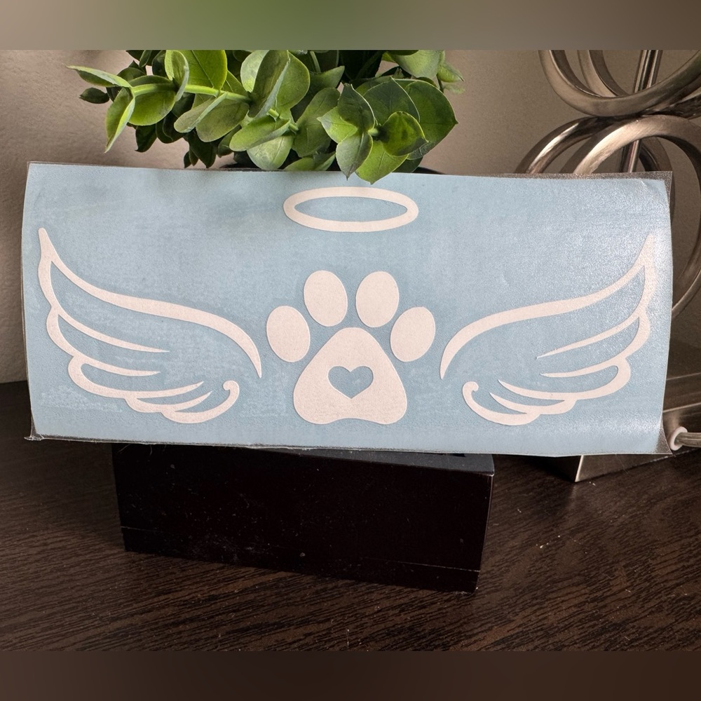 In Memory Dog Sticker Decal Dog Paw Heart Wings 🤍